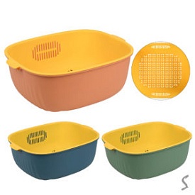 Миска-друшляк для миття овочів і фруктів 2в1 18*21см., R90353-18 - 1 - smarttoys.com.ua