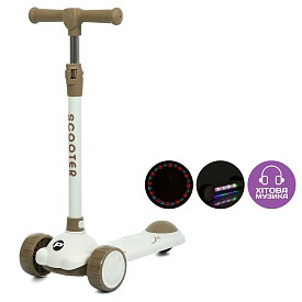 Самокат JR3-129-BRN Mini, мет.+пласт., 2пер.ПУ108мм,задн.75мм,кермо,муз.,світло,бат.,кор.,54-28-17см - 1 - smarttoys.com.ua