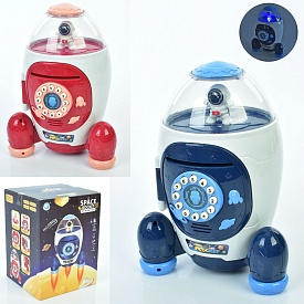 Скарбничка MK 5057 ракета, сейф з кодом, затягує купюри, 2 кольори, муз.,світло,бат.,кор.,19-26-19см - 1 - smarttoys.com.ua