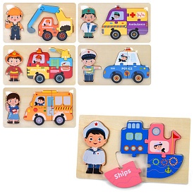 Дерев'яна іграшка Пазли MD 0152фігурка+транс.(професії), назви англ.,6видів, у пакі,22,5-13-1см - 1 - smarttoys.com.ua