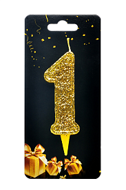 Свічка для торта  "Цифра 1" золото магічне - 1 - smarttoys.com.ua