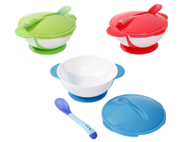 А 50 Тарілка на присосці з кришкою та ложкою т/м "Lindo" серії "Premium" А 50 - 1 - smarttoys.com.ua