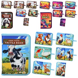 Книжка  HQ8809-10-11 застібка-кнопка,текстурні вставки,3 види (дом.тварини,дикі тварини,диноз.),кул. - 1 - smarttoys.com.ua