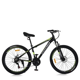 Велосипед 26 д. MTB2602-4 алюм.рама 13", SHIMANO 21SP, швидкознім. колеса, чорно-салатовий - 1 - smarttoys.com.ua