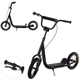 Самокат SR 2-046-B підлітковий, 2 кол.-гума 12д., кермо, до 40 кг., підніжка, ручні гальма, чорний. - 1 - smarttoys.com.ua