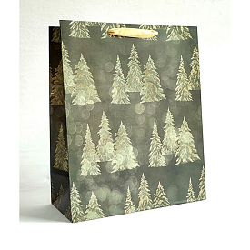 Пакет 18*23*10см паперовий "Ялинки в золоті" 12 шт в пак - 1 - smarttoys.com.ua