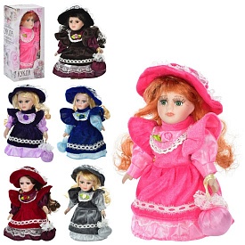 Лялька M 4905 фарфорова, сумка, капелюх, на підставці, 6 видів, кор., 21,5-10-6,5 см. - 1 - smarttoys.com.ua