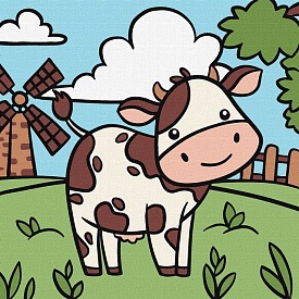 Набір для розпису по номерах для дітей "Весела корівка" 25х25cm - 1 - smarttoys.com.ua