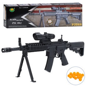 Автомат P3066C пластикові кулі, лазер, бат(табл), в кор-ці, 64-18-6см - 1 - smarttoys.com.ua