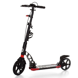 Самокат SR 2-014-B доросл., алюм., кол.2 шт.ПУ230/200мм, кермо94/103см., ручне гальмо, фара, чорний. - 1 - smarttoys.com.ua