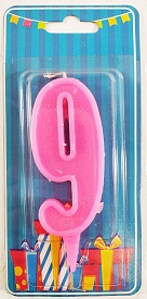 Свічка цифра "9" рожева - 1 - smarttoys.com.ua