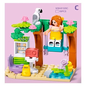 Конструктор SLUBAN M38-B1329C рожева серія, гойдалка, фігурка, 69 дет., кор., 12-12-6 см. - 1 - smarttoys.com.ua