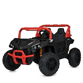 Джип M 5911EBLR-3-2(24V) 1*24V7AH, 2*150W, шкіра, TF, MP3, USB, TF, APP, муз., світло, черв.-чорний. - 1 - smarttoys.com.ua