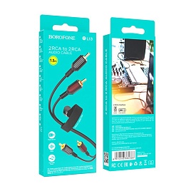 Кабель Аудiо Borofone BL13 dual RCA to dual RCA 1,5M (Чорний) - 1 - smarttoys.com.ua