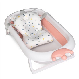 Ванночка ME 1105 CROWN Coral Powder дитяча, з вкладишем, силікон, складана, рожевий, 84-50-23 см. - 1 - smarttoys.com.ua