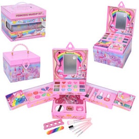 Косметика SR24011-1 (9шт) 3 яруси, 18-18-12см, тіні, набір для манікюру (лак, розділювач для пальців, пилка), помада 2шт, пензлики, корона, прикраси, дзеркало, в кор-ці, 21,5-16,5-21,5см - 1 - smarttoys.com.ua