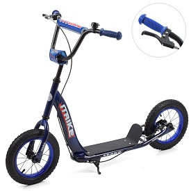 Самокат SR 2-043-1-DBL дорослий, сталь, 2кол.-гума 12д, підніжка28-11см., ручне гальмо, синій. - 1 - smarttoys.com.ua