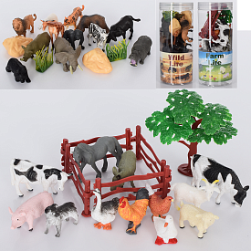 Фігурка A967-1-A968-1 тварини, 12 шт., 2 види (домашні, дикі), колба, 7,5-18-7,5 см. - 1 - smarttoys.com.ua
