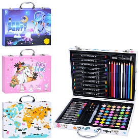 Набір для творчості MK 5386-2 акварельні фарби,фломастери,олівці,воск.крейда,пензлики,чемодан,30-23 - 1 - smarttoys.com.ua