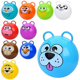 М'яч для фітнесу MS 4839 з вушками, 50см, 400г, 10 видів (тварини)/10кольорів, 19-15-4см - 1 - smarttoys.com.ua