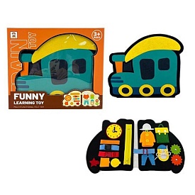 Гра Y514-19 бізікнижка, паровозик, шестерні, гардероб, шнурівка, застібка-блискавка,кор.,30-24-3,5см - 1 - smarttoys.com.ua