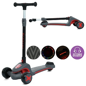 Самокат JR3-125-G Maxi-big, метал+пластик,3колеса PU,2пер 115мм,задн.90мм,кермо,муз.,світло,бат.,кор - 1 - smarttoys.com.ua