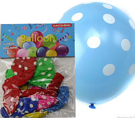 Кульки №12В-3 гум. з мал. всі сторони 2,8гр 12д з мал.горошок 10шт в кл. (720)  - 1 - smarttoys.com.ua