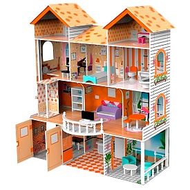 Дерев'яна іграшка Будиночок TX1283 120-50-134 см., 3 поверхи, меблі, кор., 126-45,5-17 см. - 1 - smarttoys.com.ua