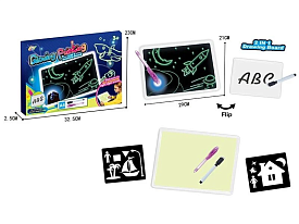 Дошка для малювання YM 993 (72/2) "Малюй світлом", двостороння дошка, маркер “пиши-витирай”, ручка-ліхтарик, в коробці - 1 - smarttoys.com.ua