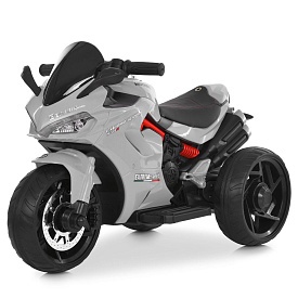 Мотоцикл M 6266EL-11 1*12V4,5AH, 2*35W, BLUETOOTH, USB, TF, EVA, музика, світло, шкіра, сірий - 1 - smarttoys.com.ua