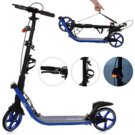 Самокат SR 2-015-4-BL доросл.,алюм.+сталь,кол.2шт.ПУ200мм,світ.,регул.кермо/102см.ручн.гальмо,синій. - 1 - smarttoys.com.ua