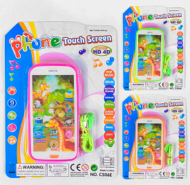 Телефон музичний С 506 Е9 (240/2) 3 кольори, лампочка, шнурок, звуки, пісні, на листі - 1 - smarttoys.com.ua