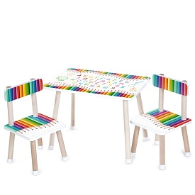 Столик M 501-21 2 стільчика, дерев'яний, укр.абетка, олівці - 1 - smarttoys.com.ua