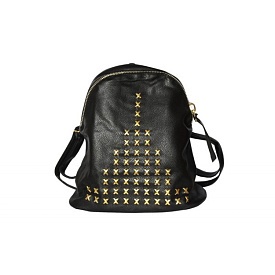 Рюкзак чорний кожзам із золотими заклепками 38*28 см 7279 (583) - 1 - smarttoys.com.ua