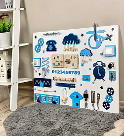 Бізіборд  60х80 см синій з вертольотом - 1 - smarttoys.com.ua