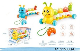 Каталка QF366-042 равлик,на шнурку, 2кольори, муз., світло, бат., кор., 35-20-14см. - 1 - smarttoys.com.ua