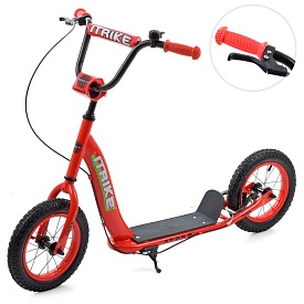 Самокат SR 2-043-1-R дорослий, сталь, 2 колеса-гума 12д, підніжка 28-11 см., ручне гальмо, червоний. - 1 - smarttoys.com.ua