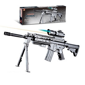 Автомат 0902C 51см, пластикові кулі, прицел, підставка, лазер, бат.(табл), кор.,55,5-17,5-5,5см - 1 - smarttoys.com.ua