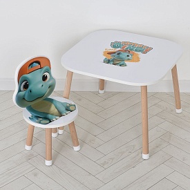 Столик M 502-5 1 стільчик, дерев'яний, динозаврик - 1 - smarttoys.com.ua
