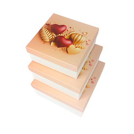 Набір коробок 3 штуки, 19 х 19 х 9/17 х 17 х 8/15 х 15 х 6см "Серця" - 1 - smarttoys.com.ua