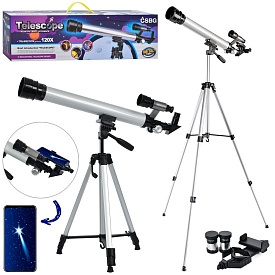 Телескоп BG012 мет., на тринозі 50 см., об'єктив, збільшує 120x, кор., 61-18-12 см. - 1 - smarttoys.com.ua