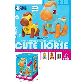 Музична іграшка QB-191Y конячка,15см, ходить, муз., світло,рух. голова, мотузка,бат.,кор. - 1 - smarttoys.com.ua