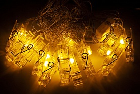 Фігурки  12 LED, "ПРИЩІПКИ", 5м+ перехідник,  теплий білий - 1 - smarttoys.com.ua