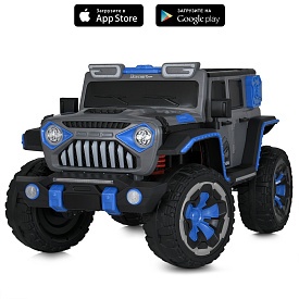 Джип M 5845EBLRS-4 радіокер.2,4G,1*12V12AH,4*45W,MP3,TF,USB,BT,EVA,шкіра,муз.,світло,фарб. блакитний - 1 - smarttoys.com.ua