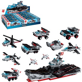 Конструктор Qman 1418 військовий транспорт, від 74дет., 8шт. (8видів) в диспл., 43-10-19,5см. - 1 - smarttoys.com.ua