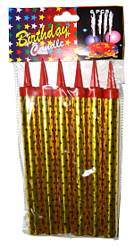 Свічки в торт 12(15) см ГОЛОГРАМА-ЗОЛОТО (6 шт/уп) - 1 - smarttoys.com.ua