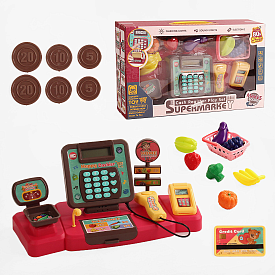 Касовий апарат 71022-72 (48/2) калькулятор, звук, сканер, продукти, кошик, гроші, імітація ваг, імітація термінала, від батарейок, в коробці - 1 - smarttoys.com.ua