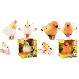 Тварина 933-144-145E пташка, повторюшка, браслет, плюш, 2 види, муз., бат., кор., 17,5-19-17 см. - 1 - smarttoys.com.ua