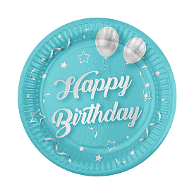 Набір тарілок "Happy Birthday" кульки на блакитному 10 шт - 1 - smarttoys.com.ua