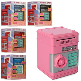 Скарбничка MK 4524 сейф з кодом, затяг.купюри, мікс кольорів, муз., світло, бат., кор., 15-21-15см. - 1 - smarttoys.com.ua